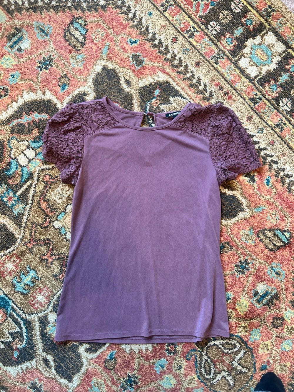 Lace Sleeve Mauve Purple Top